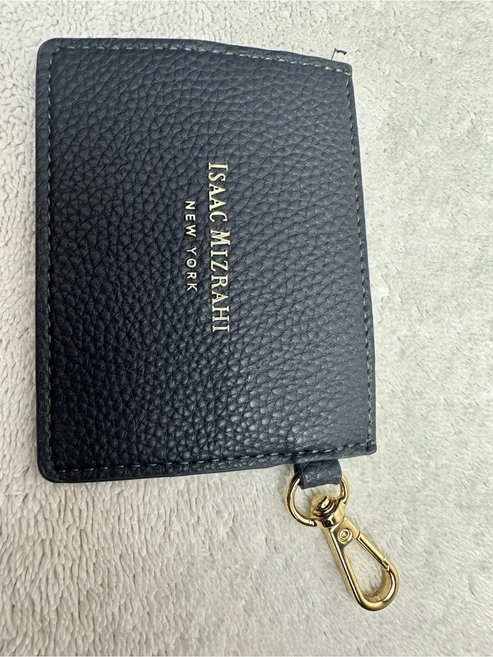 Isaac Mizrahi Pebbled Leather Card & Key Holder with Gold Hardware